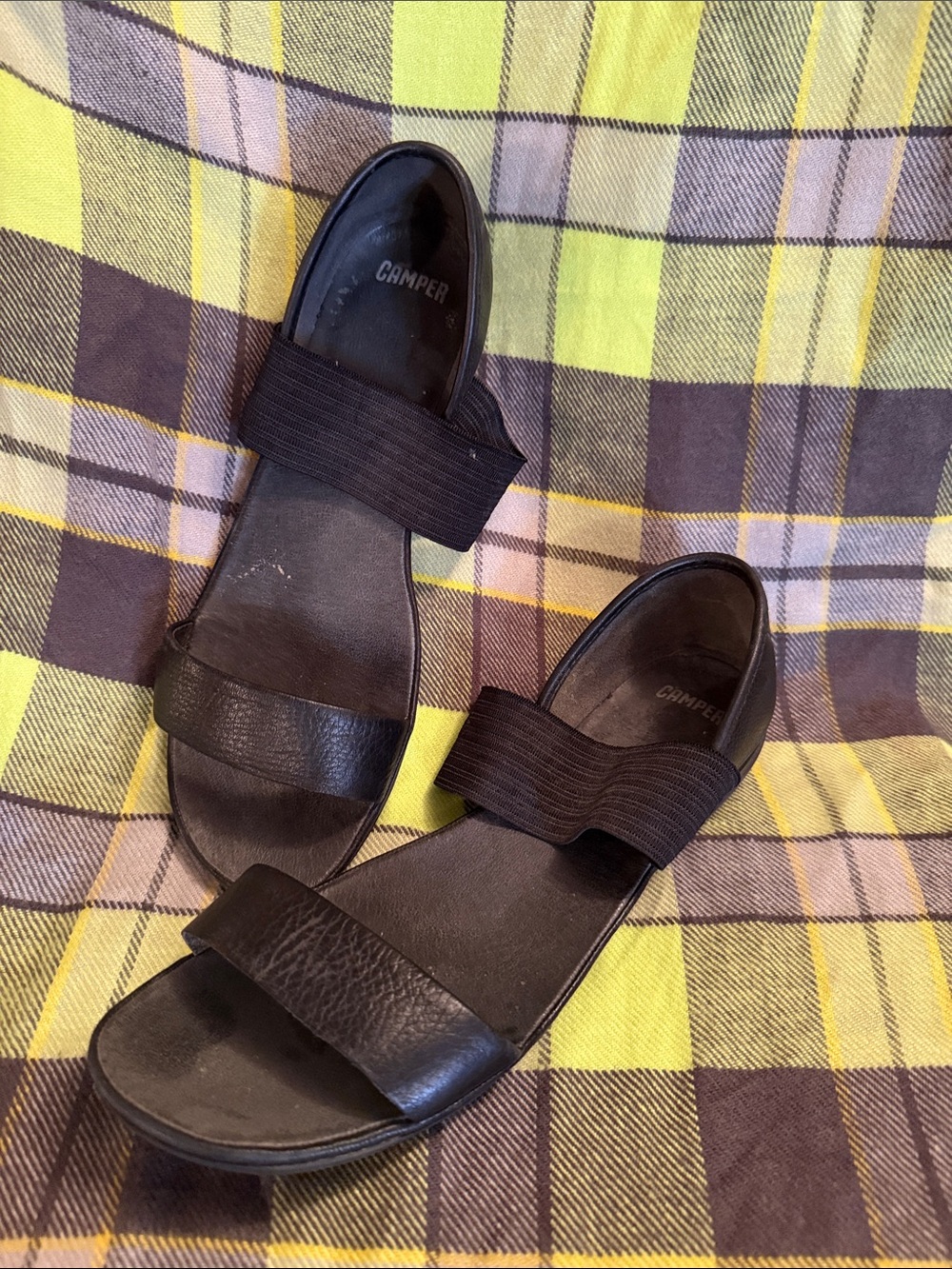 Camper Black Leather & Elastic-Strap Women’s Sandals